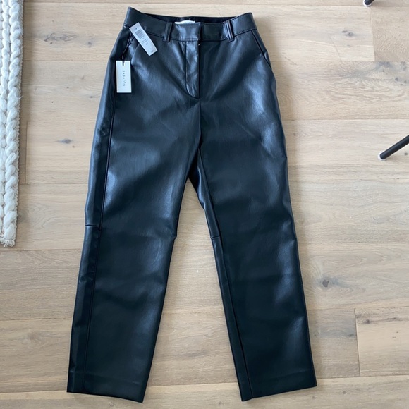 Aritzia Babaton Vegan Straight Pant in Black, Size 0 - Picture 3 of 5